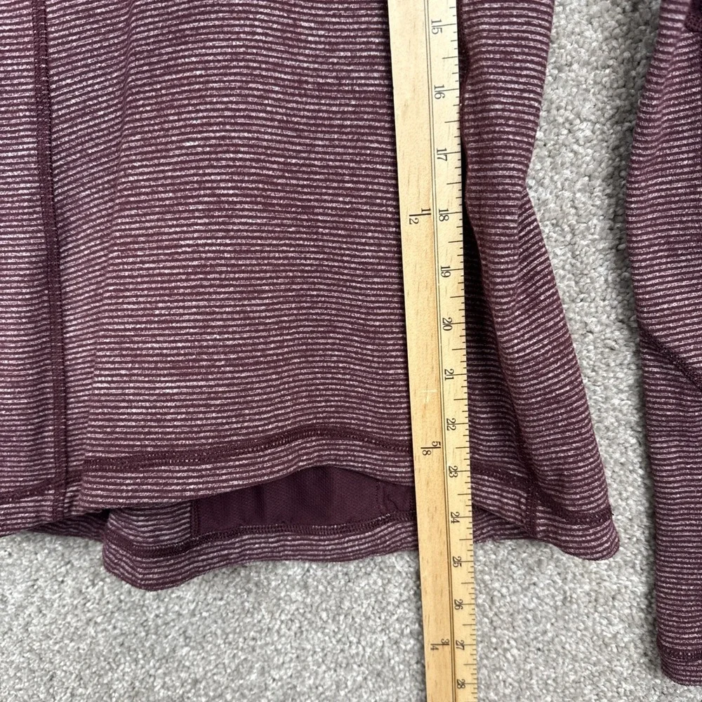 Lululemon Run Swiftly Tech Long Sleeve Maroon Stripe Running Top Womens Size 4